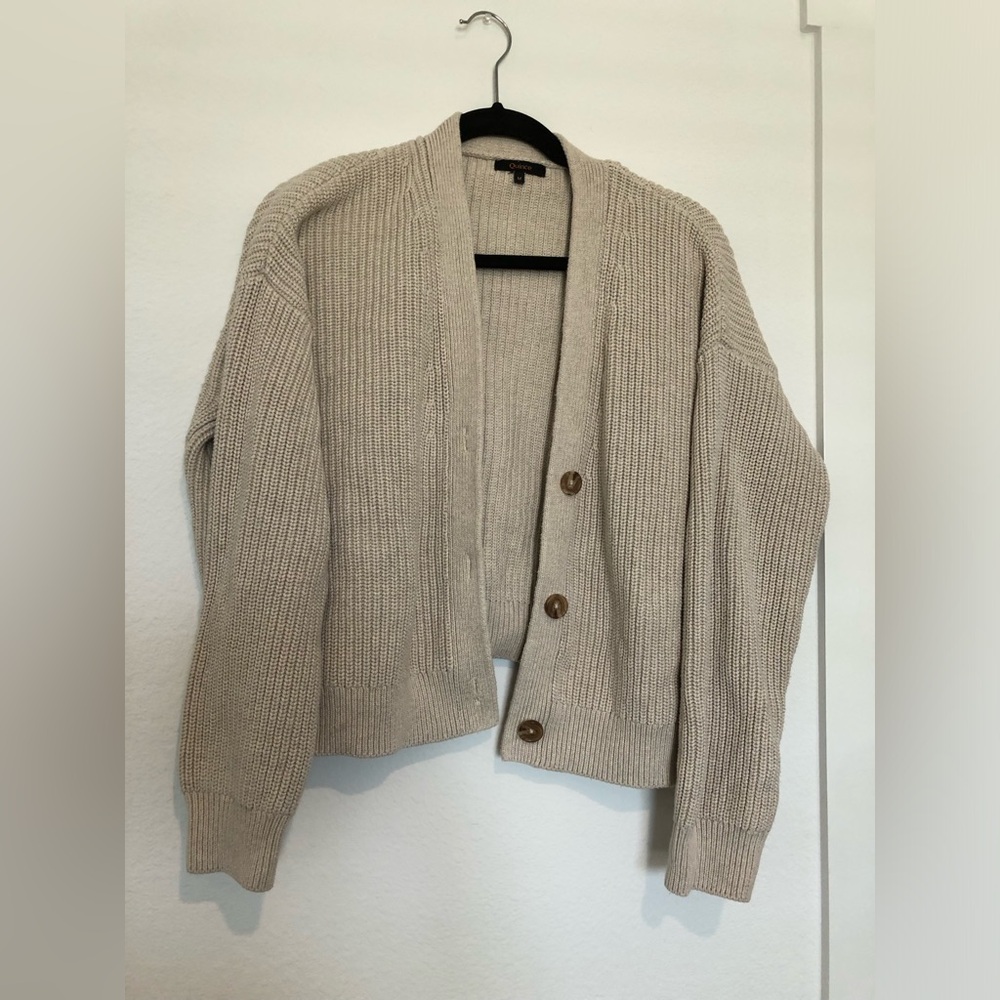 Quince Organic Fisherman Boxy Chunky Cropped Cardigan medium